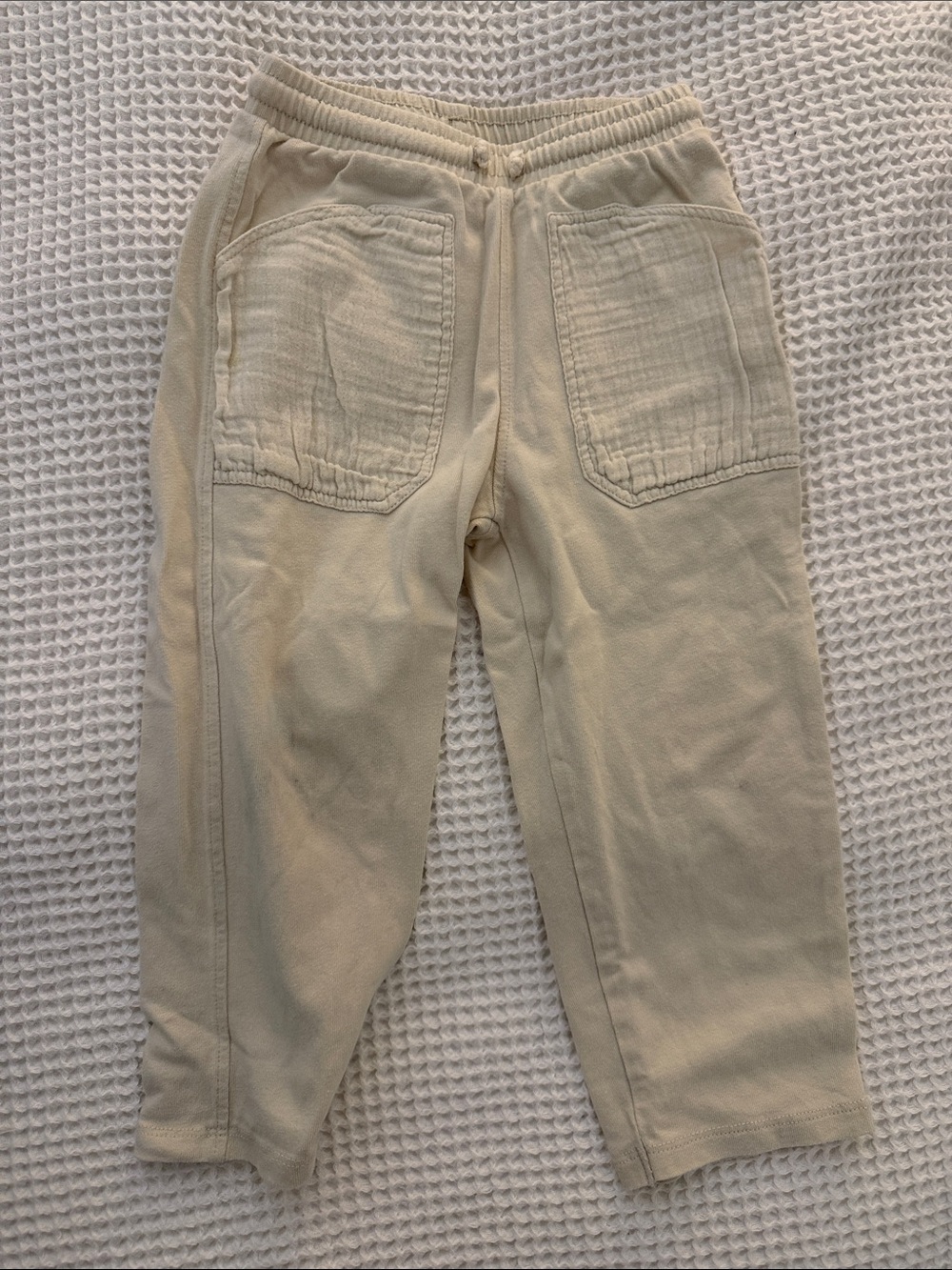 Zara Cream Elastic-Waist Casual Pants